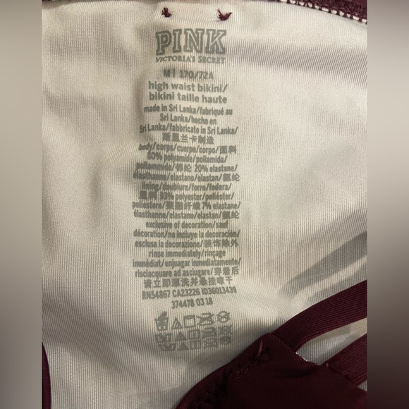 PINK Victoria’s Secret burgandy high waist bikini bottom size medium - Picture 5 of 7